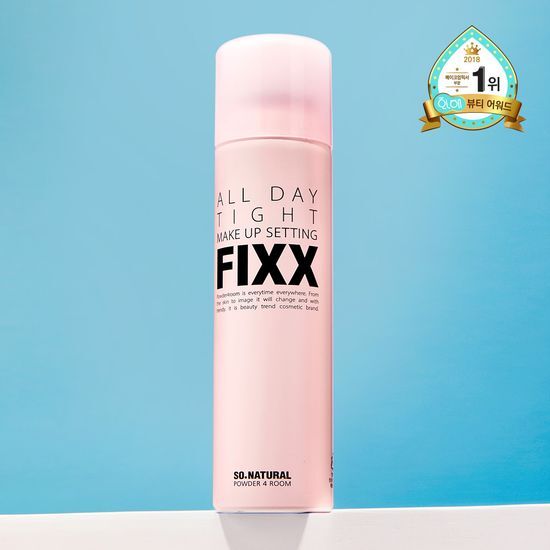 120ml So Natural All Day Makeup Fixer mist spray can for skincare, ideal for K-Beauty enthusiasts.