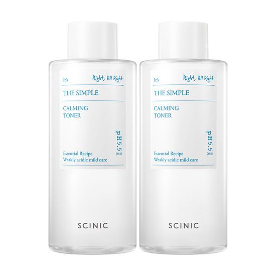 Two bottles of CYNIC The Simple Calming Toner Double Set (300ml each) for skincare, featuring K-Beauty formulation, perfect for soothing and refreshing the skin.