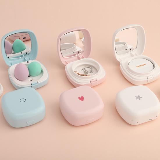 WINS UVC LED Puff Sanitizer in a stylish design, available in three options, perfect for K-Beauty enthusiasts and makeup applications.