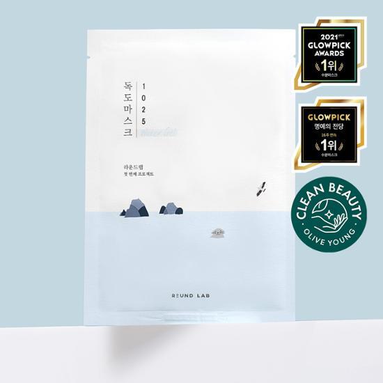 Round Lab 1025 Dokdo Hydrating Water Gel Mask - K-Beauty skincare mask for intense hydration, featuring a single sheet design.