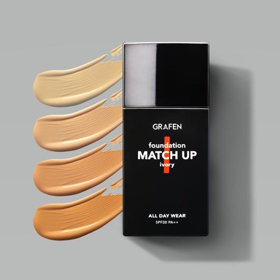 Graphen Match-Up Foundation 40ml in Matchup Ivory variant, showcasing a sleek bottle design ideal for achieving a flawless complexion.