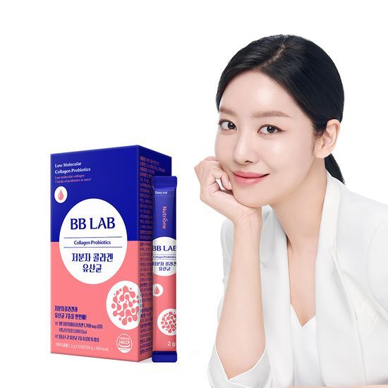 Package of Bibi Lab Low Molecular Collagen Probiotics containing 50 sachets for a 25-day supply, designed to support skin health and wellness.
