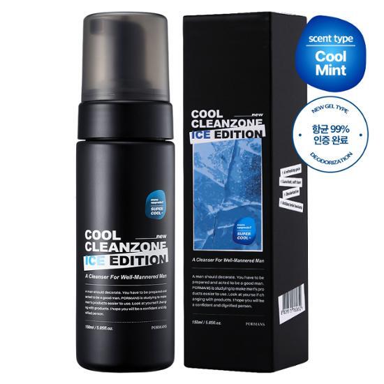 Foreman's Cool Clean Zone Men's Hygiene Spray Ice Edition 150ml - Refreshing body cleanser for men in a sleek bottle, ideal for personal care and hygiene.