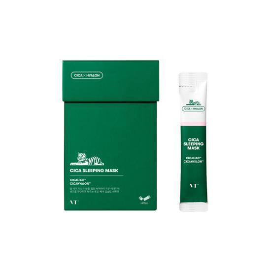 Alt text: VT Cica Sleeping Mask - 30 Sheets, K-Beauty skincare product for rejuvenating and hydrating skin.