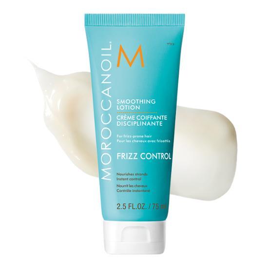 75ml bottle of Moroccan Oil Smoothing Lotion for hair care, featuring a sleek design, ideal for treatments and masks.