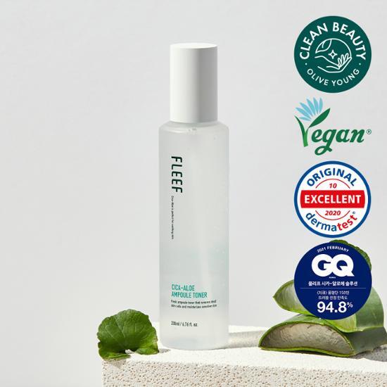 Plif Cica-Aloe Ampoule Toner 200ml, a soothing skincare product designed for acne-prone skin, featuring K-Beauty formulation for effective hydration and skin health.
