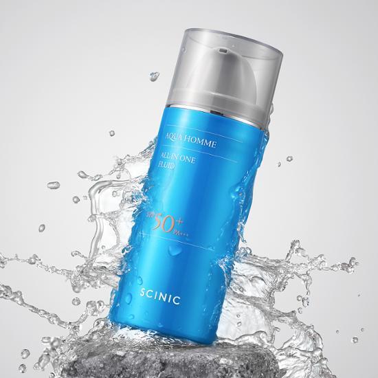 100ml CYNIC Aqua Homme All-in-One Fluid skincare product, featuring moisturizing benefits, from the K-Beauty brand Scinic.