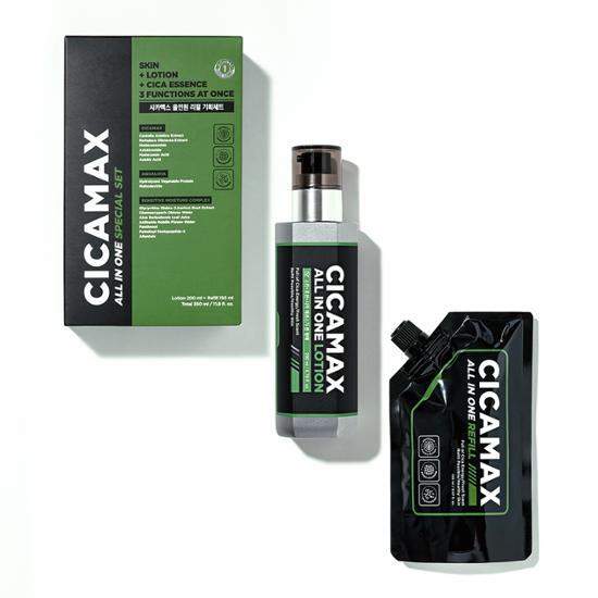 Image of Mif Cicamax All-in-One Set featuring a 200ml main product and a 150ml refill, designed for skincare and moisturization, part of K-Beauty cosmetics.
