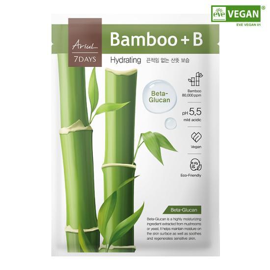 Single sheet of Ariel Seven Days Bamboo Mask B, a K-Beauty skincare product designed for personal care.