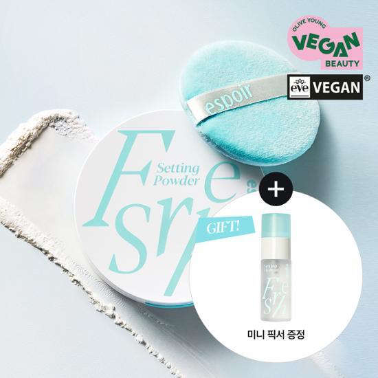 Espoir Fresh Setting Powder 9g with Free Fresh Setting Fixer 30ml and Dedicated Puff - Set of 4, perfect for a flawless finish.