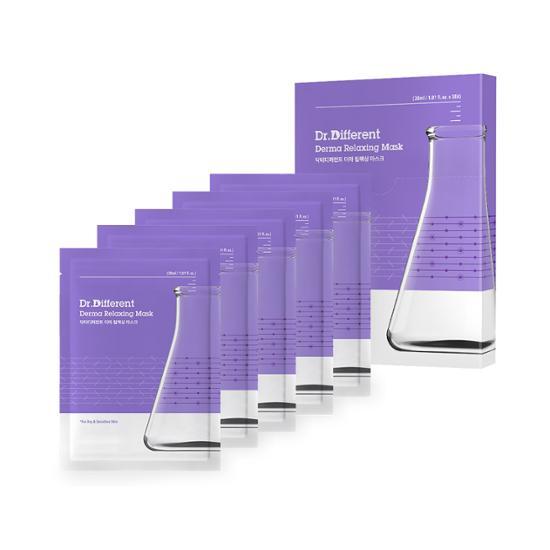 Dr. Different Derma Relaxing Mask - 5 sheets of K-Beauty skincare for soothing and rejuvenating the skin.