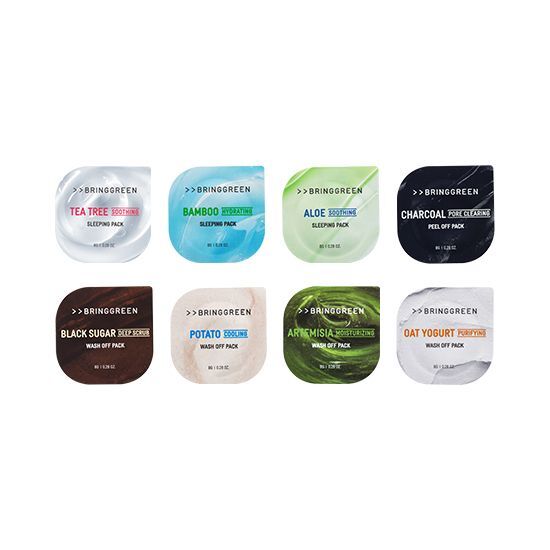 Alt text: Bring Green Fresh Ball Pack 8g - Black Sugar variant, a K-Beauty skincare mask for revitalizing skin, part of the BRINGGREEN collection.