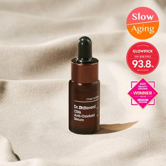 Alt text: Dr. Different C.E.Q Antioxidant Serum 15ml - K-Beauty skincare essence in a sleek bottle, ideal for enhancing your skincare routine.