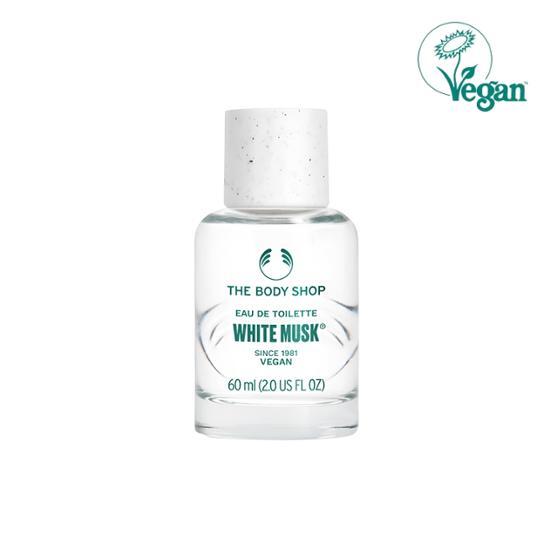 60ml bottle of The Body Shop White Musk EDT, a vegan fragrance for personal care.