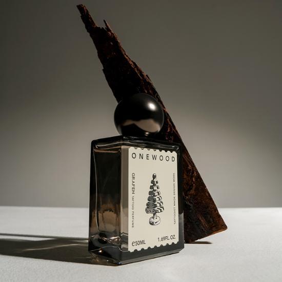 Graphene Tattoo Perfume One Wood 50ml for men, featuring a unique fragrance blend in a sleek bottle, ideal for K-Beauty enthusiasts.