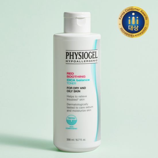 Physiogel Red Soothing Cica Balance Toner 200ml - K-Beauty skincare toner for soothing and balancing sensitive skin.