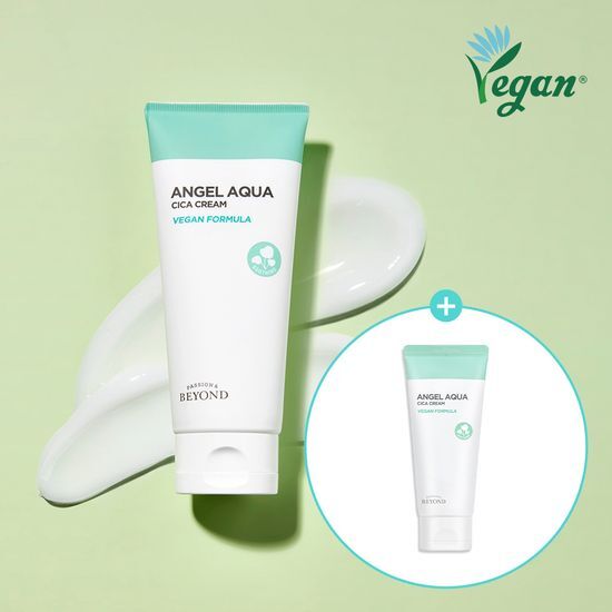 Beyond Angel Aqua Cica Cream Double Set – 150ml x 2, vegan skincare moisturizer for healthy skin, featuring K-Beauty innovation.