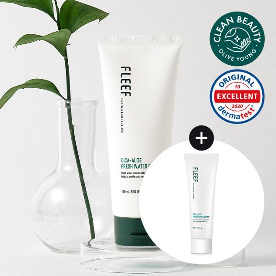 Plif Cica-Aloe Fresh Moisture Cream 150ml set with a bonus 50ml, featuring K-Beauty skincare formulation for deep hydration and soothing benefits.