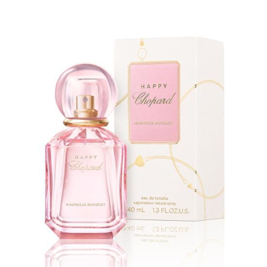 Alt text: Chopard Happy Chopard Magnolia Bouquet EDT 40ml fragrance bottle, elegantly designed, showcasing a floral scent perfect for personal care.
