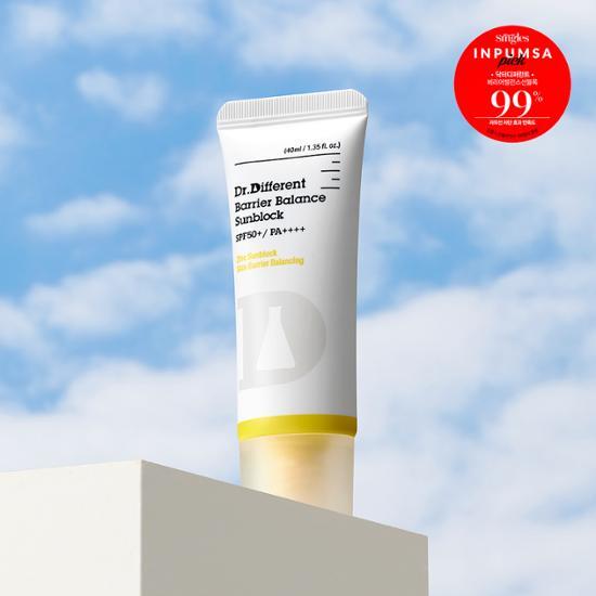 Dr. Different Barrier Balance Sunscreen 40ml - K-Beauty skincare product for sun protection, ideal for personal care and cosmetics.