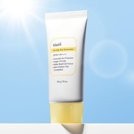 Clio All Day Airy Sunscreen SPF50+ PA++++ 50g - Lightweight skincare product for sun protection, ideal for K-Beauty enthusiasts.