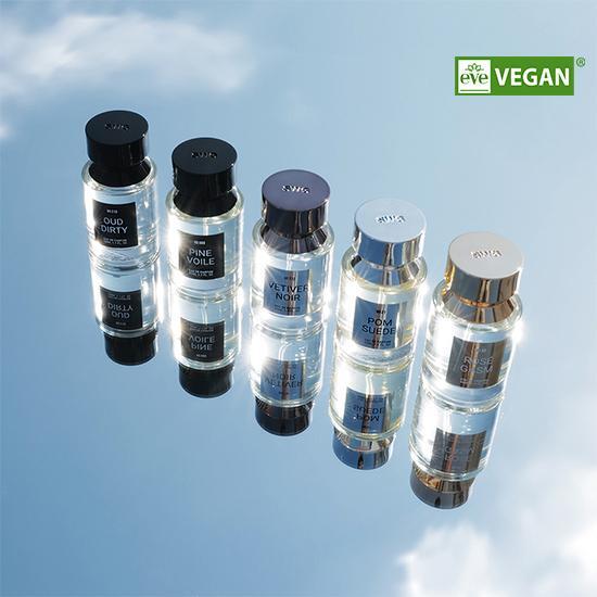 SWG Eau de Parfum 50ml in five unique variants, part of the SWG Collection, showcasing elegant fragrance packaging for K-Beauty enthusiasts.