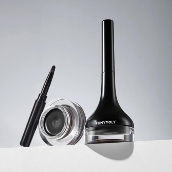 Tony Moly Back Gel Eyeliner Set in Brown - Three types of gel eyeliners for easy application and long-lasting wear.