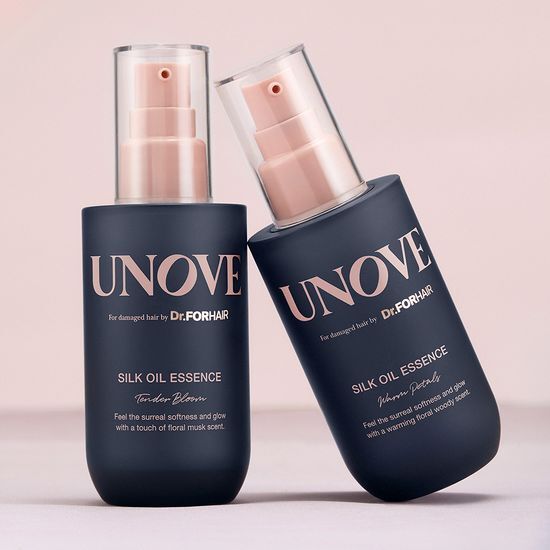 Set of 2 Anov Silk Oil Hair Essence 70ml with Tender Bloom scent, designed for hair care and styling, featuring K-Beauty formulation.