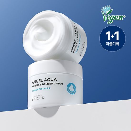 Beyond Angel Aqua Moisture Barrier Cream Double Set - Two 150ml vegan moisturizers for enhanced hydration in skincare, suitable for K-Beauty enthusiasts.
