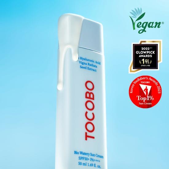 Alt text: Tokobo Bio Watery Sunscreen 50mL SPF50+ PA++++ - lightweight skincare product for sun protection, ideal for K-Beauty enthusiasts.