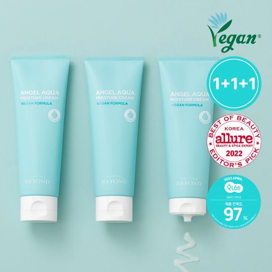 Beyond Angel Aqua Hydrating Soothing Cream Trio Set - 3 x 120ml jars of K-Beauty skincare moisturizer for intense hydration and soothing care.