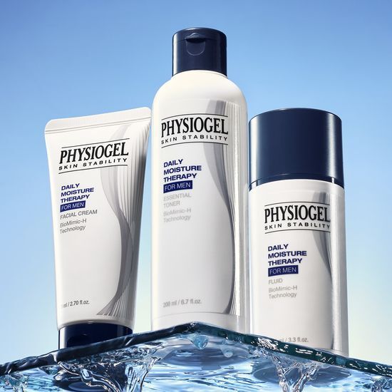 Physiogel DMT For Men Gift Set featuring Fluid and Cream options, ideal for skincare and moisturizing, part of K-Beauty line.