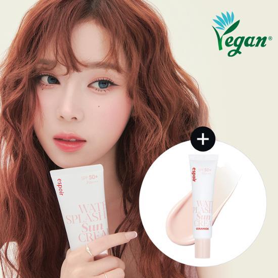 Espoir Water Splash Sunscreen with Ceramide 60ml and 20ml bonus, perfect for sun protection in skincare routine, K-Beauty essential.