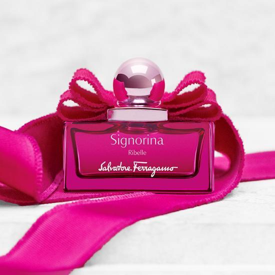 Salvatore Ferragamo Signorina Rebel Eau de Parfum 50ml bottle, showcasing a luxurious fragrance for women in elegant packaging.