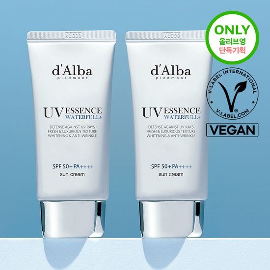 Dalba Essence Sunscreen Duo Set featuring two 50ml bottles of K-Beauty sun care essence for radiant skin protection.