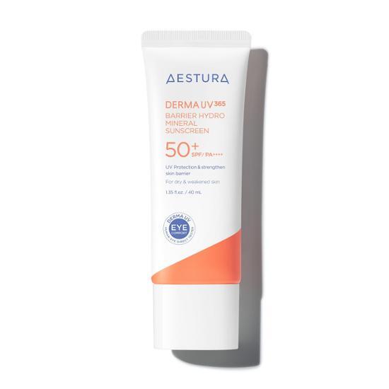 40ml tube of Astra Derma UV365 Barrier Moisture Mineral Sunscreen, a K-Beauty skincare product for sun protection.