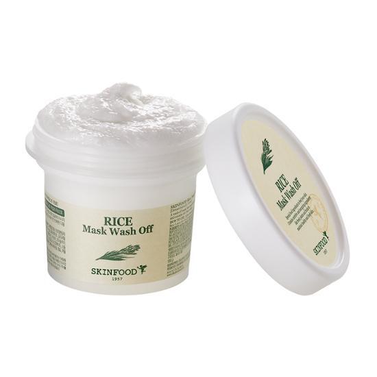 Skinfood Rice Wash-Off Mask 120g - K-Beauty skincare product for nourishing and revitalizing skin, featuring rice extract in a sleek packaging.