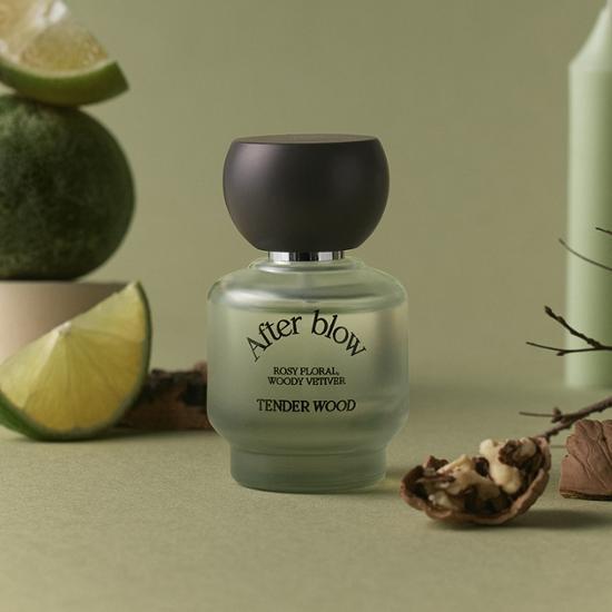 Afterblow Eau de Parfum 01 Tender Wood 25ml bottle, showcasing a sophisticated fragrance for K-Beauty enthusiasts.