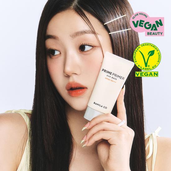 Vanilla Co Prime Primer Sun Base 50ml with SPF50+ PA+++ - Lightweight sunscreen primer for a smooth, radiant complexion, featuring BANILA CO branding.