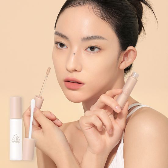 3CE Skin Fit Cover Liquid Concealer in Soft Medium, showcasing a sleek tube design ideal for flawless skin coverage.
