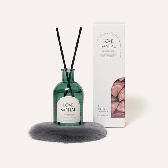 Three elegant W.DRESSROOM Life Diffuser and Candle Sets showcasing a selection of K-Beauty fragrances for personal care.
