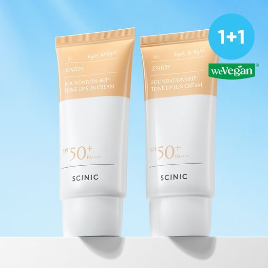 Double pack of Cynic Enjoy Fade Skip Tone-Up Sunscreen 50g, a K-Beauty skincare product for sun care.