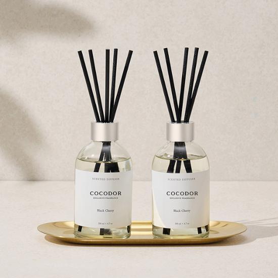 Set of 2 Cocodor Perfume Diffusers in Black Cherry scent, 200ml each, ideal for enhancing ambiance with a luxurious fragrance.