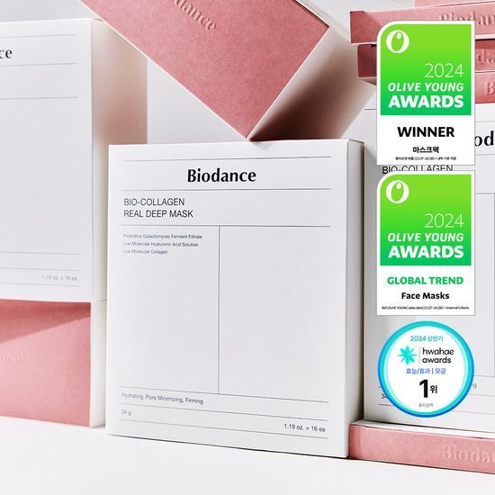 BioDance Bio Collagen Real Deep Mask - 16 sheets of K-Beauty skincare for rejuvenating and hydrating the skin.
