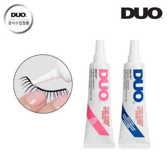 Tube of Duo Quick Set Eyelash Adhesive 7g in clear, perfect for securing false lashes, featured in a sleek design for beauty enthusiasts.