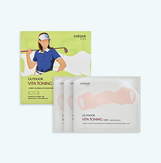 Three sheets of Ozeck Outdoor Vita Toning Eagle Patch, a K-Beauty skincare product designed for sun care and skin rejuvenation.
