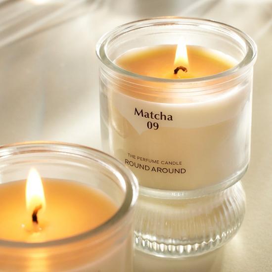 Round Around The Perfume Candle in Matcha scent - a stylish fragrance candle from K-Beauty collection, perfect for enhancing ambiance.