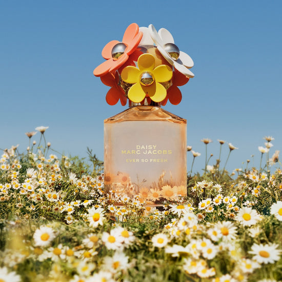 Marc Jacobs Daisy Ever So Fresh Eau de Parfum 75ml bottle with floral design, representing K-Beauty and personal care fragrance.