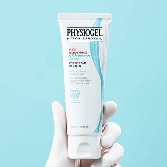 Physiogel Red Soothing Cica Balance Cream 80ml - Large size skincare moisturizer for sensitive skin, part of K-Beauty essentials.