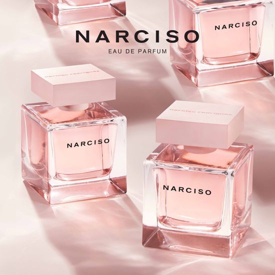 30ml and 50ml bottles of Narciso Rodriguez Crystal Eau de Parfum, a luxurious fragrance from K-Beauty, featuring elegant packaging.